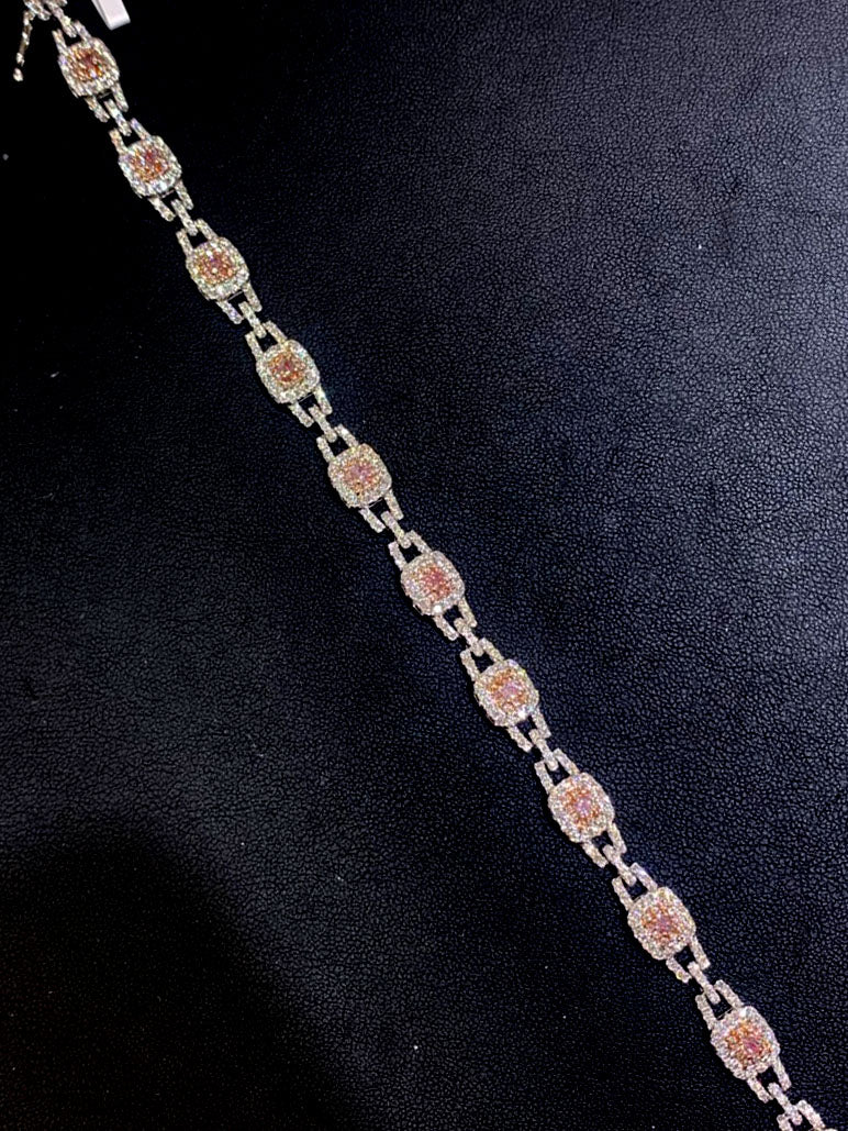 18K Two-Tone Pink Diamond Bracelet for Women - Elegant Rose Gold & White Gold Tennis Bracelet - Perfect for Weddings, Anniversaries & Special Occasions