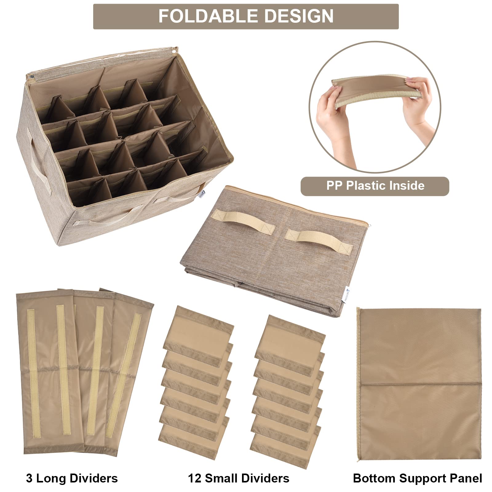 Moteph Shoe Organizer for Closet - 16 Pair Clear View Shoe Storage with Adjustable Dividers, Space Saving Closet Organizer & Shoe Rack Basket (Light Brown, Medium) - Perfect for Bedroom, Entryway, or Dorm Organization