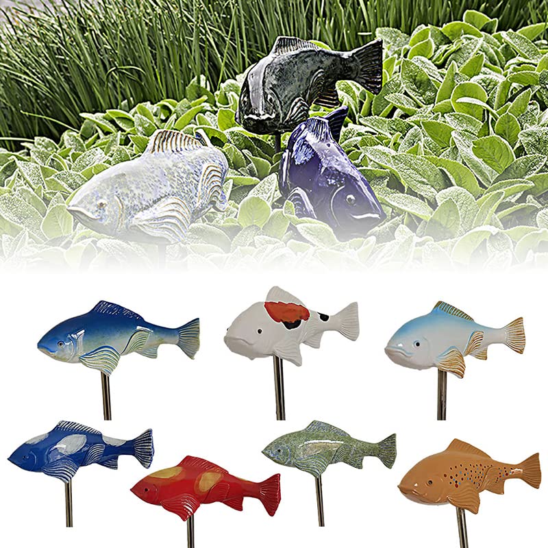 GONAY 7 Pcs Mini Koi Fish Garden Sculptures - Hand-Painted Outdoor Pond Decor, Lawn Ornaments for Zen Garden, Backyard & Water Features | Perfect for Patio, Yard & Fish Pond Landscaping
