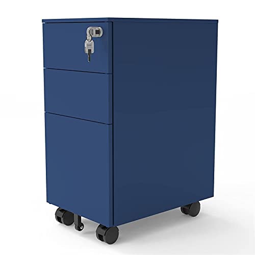 Furniture of America Citie Modern Metal 3-Drawer File Cabinet in Blue - Office Storage Solution for Home & Business Organization