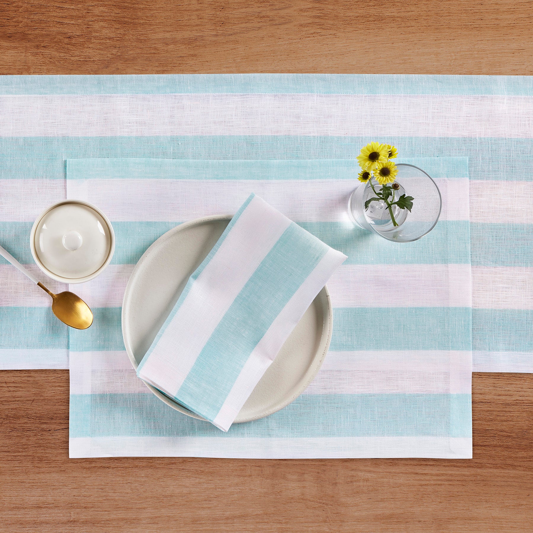 Premium Cabana Stripe Cotton Napkins Set of 12 - Soft & Absorbent for Beach Parties, Picnics & Outdoor Dining - Blue & White Striped Decorative Table Linens