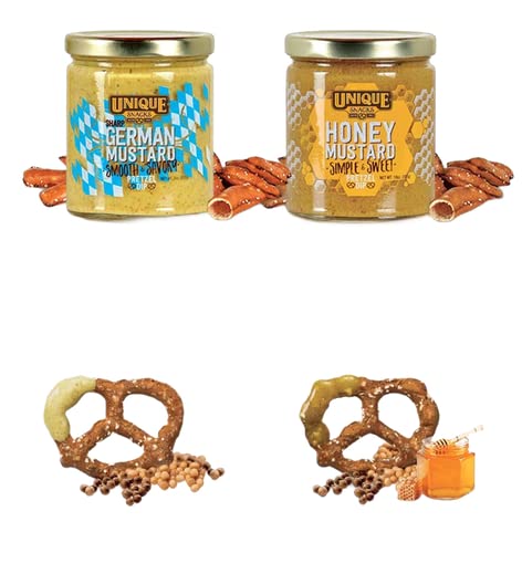 Premium Snack Bundle - 6 Bags Dark Chocolate Pretzel Splits & 2 Jars Honey Mustard Dip | Non-GMO, No Artificial Flavors | Perfect for Parties, Movie Nights & Office Snacks