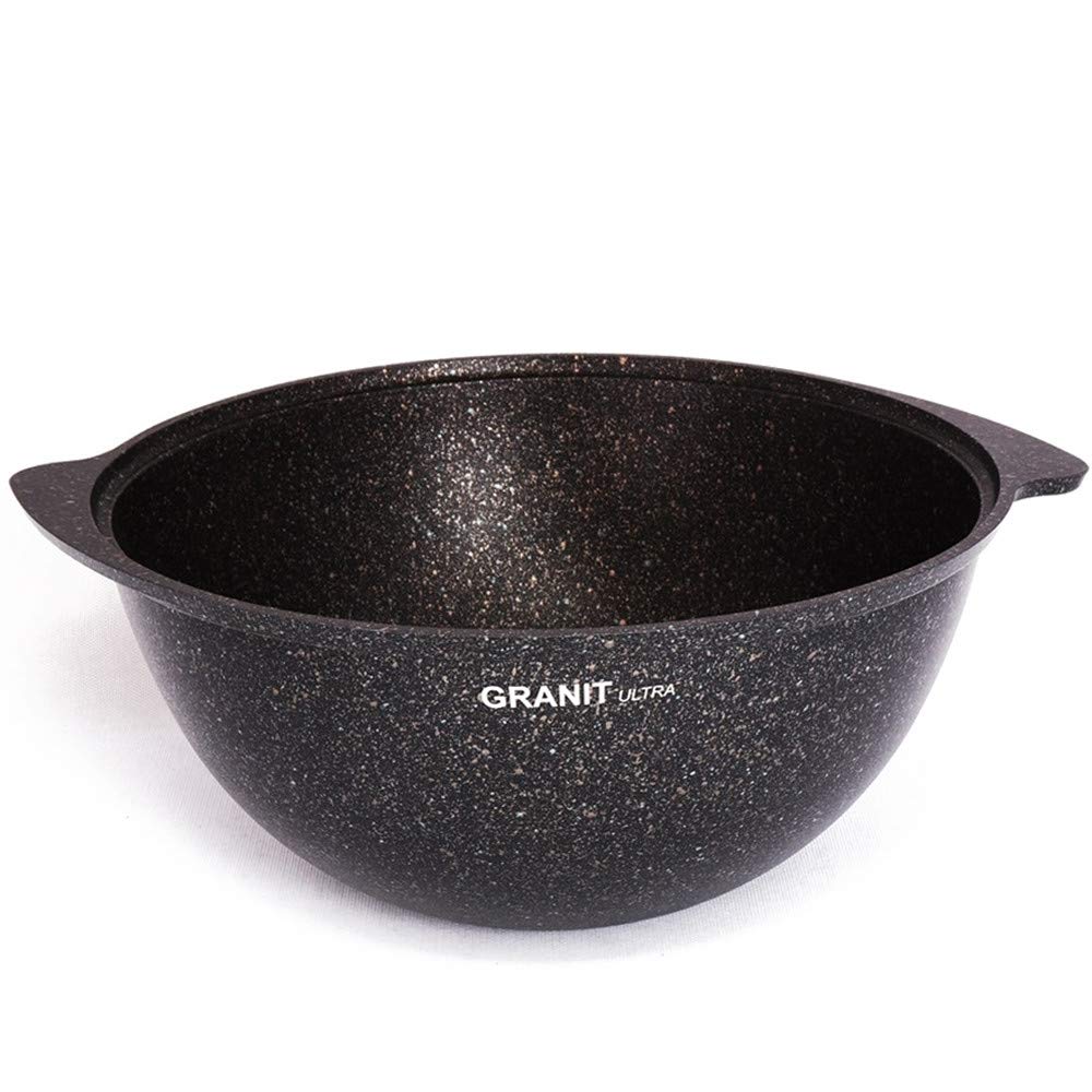 Premium Aluminum Kazan Pot with Lid - Non-Stick Coated 4.5L Asian Wok for Perfect Pilaf, Camping & Outdoor Cooking | Cast Iron Frying Pan with Glass Lid | Durable Cauldron for Home & Professional Chefs
