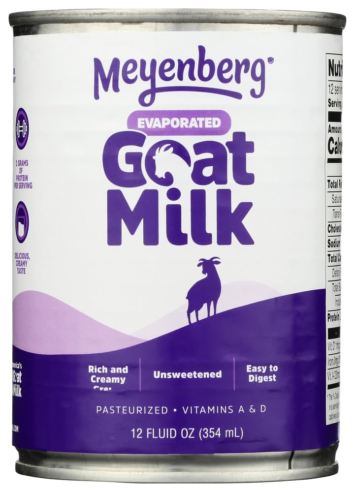 Meyenberg Evaporated Goat Milk, 12 Oz (Pack of 48) | Shelf-Stable, Lactose-Free, Rich in Calcium | Perfect for Baking, Cooking, Coffee & Baby Formula