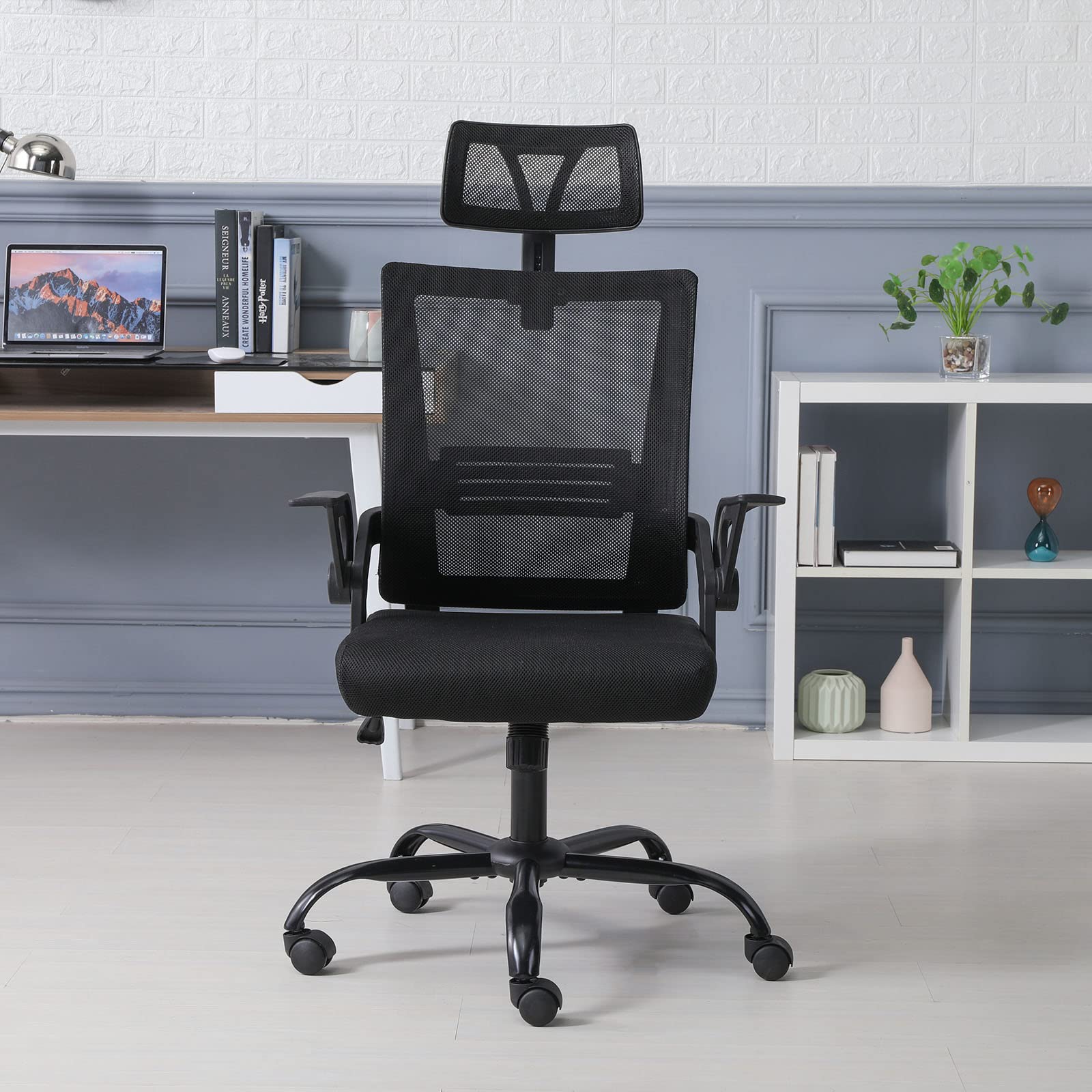 YUNDING Ergonomic Mesh Office Chair with Lumbar Support - Adjustable Armrests & Height - Breathable Computer Desk Chair for Home Office, Conference Room & Gaming - Comfortable Executive Chair (Black)