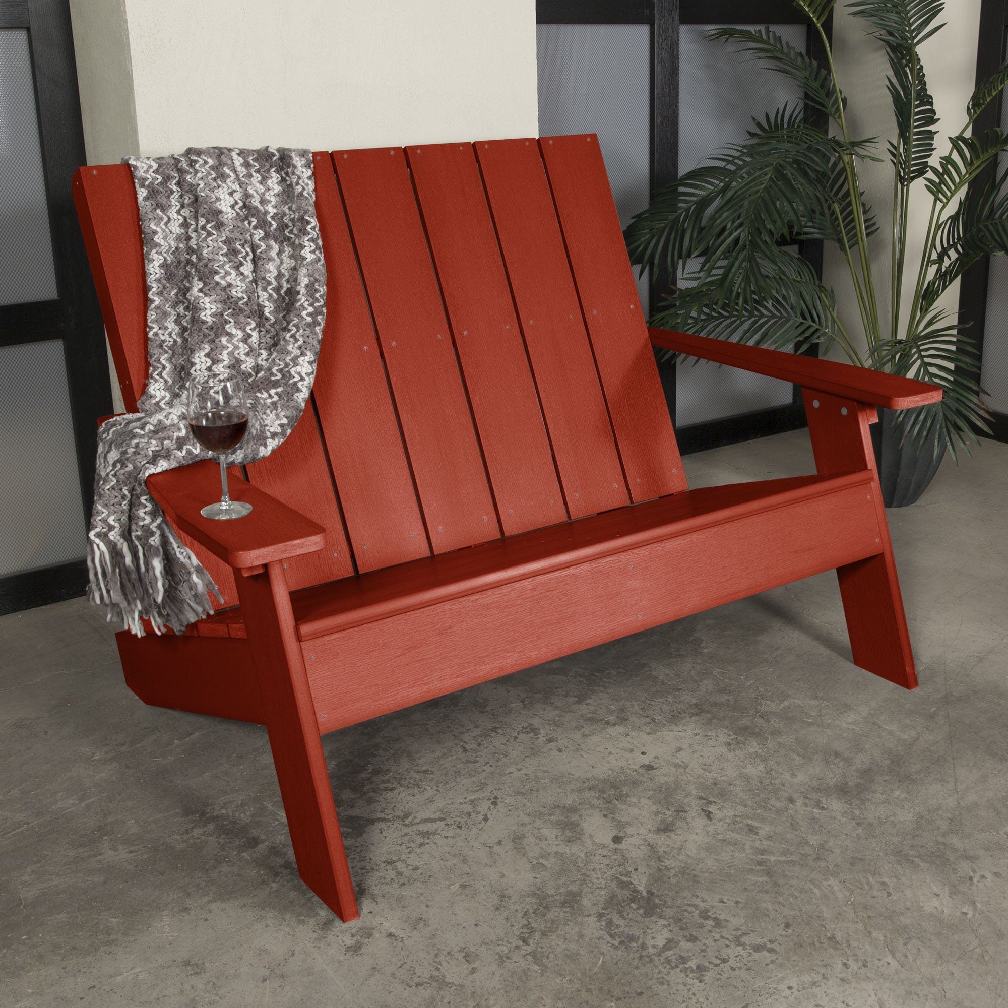 Refurbished Italica Modern Double Wide Adirondack Chair - Outdoor Patio Furniture for Garden, Poolside & Backyard Relaxation