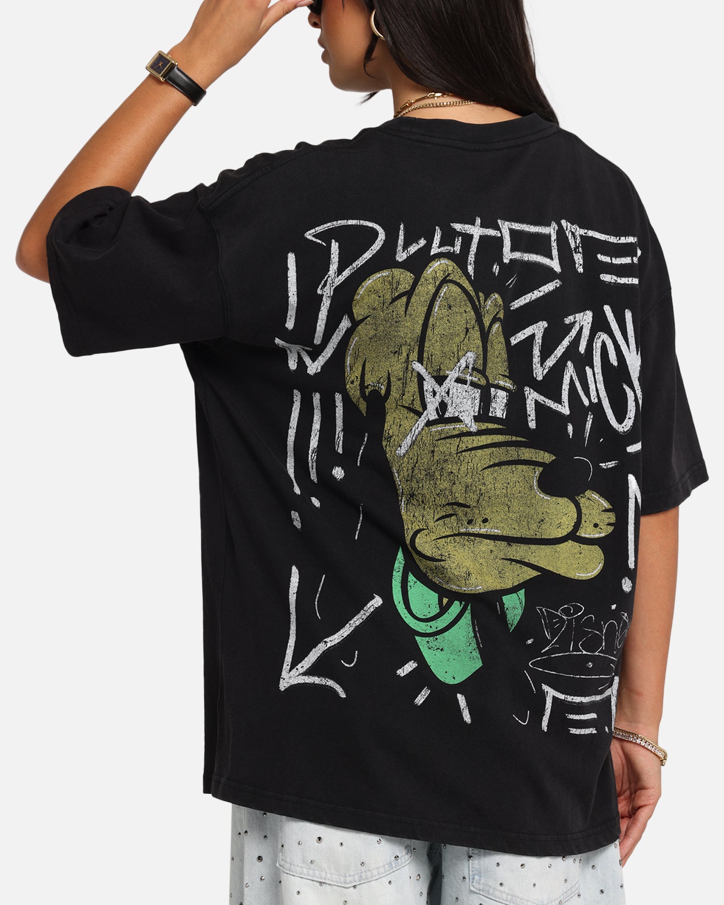 Disney Pluto Graphic T-Shirt for Men & Women - Soft Cotton Black Tee - Vintage Cartoon Character Apparel for Casual Wear & Disney Fans