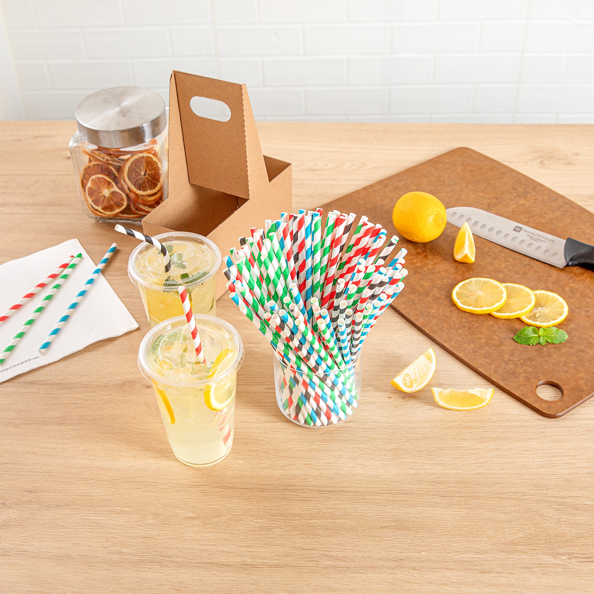 Basic Nature Assorted Paper Bendable Straws - Unwrapped, Biodegradable, 6mm x 7 3/4 Inch, 1000 Count Box - Eco-Friendly Drinking Straws for Parties, Restaurants & Home Use