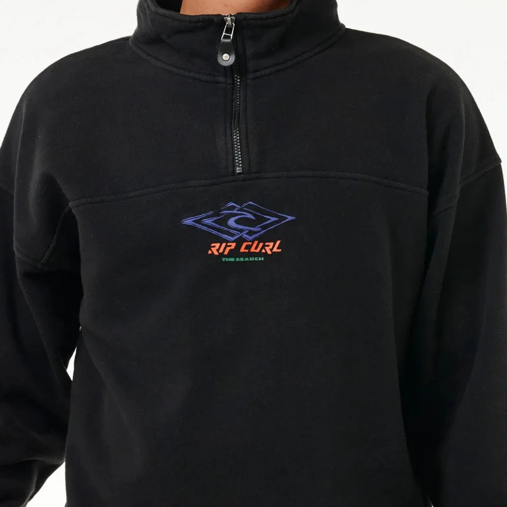 Rip Curl Quest 1/4 Zip Crew Sweater for Men - Lightweight Fleece Pullover for Surfing, Hiking & Outdoor Adventures