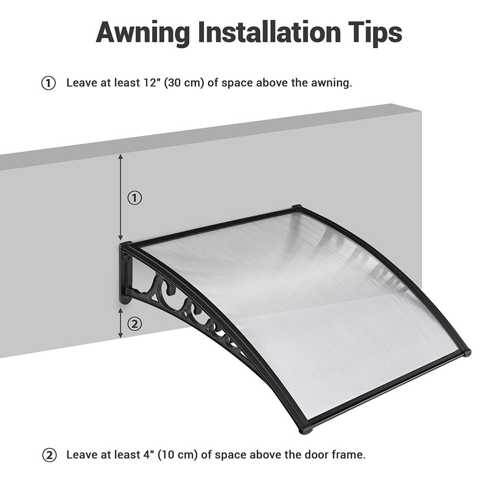 TheLAShop 3ft Outdoor Door & Window Awning - Waterproof Porch Canopy for Farmhouse, Patio, Shed (2 Pack) - Perfect for Sun Protection & Rain Shelter