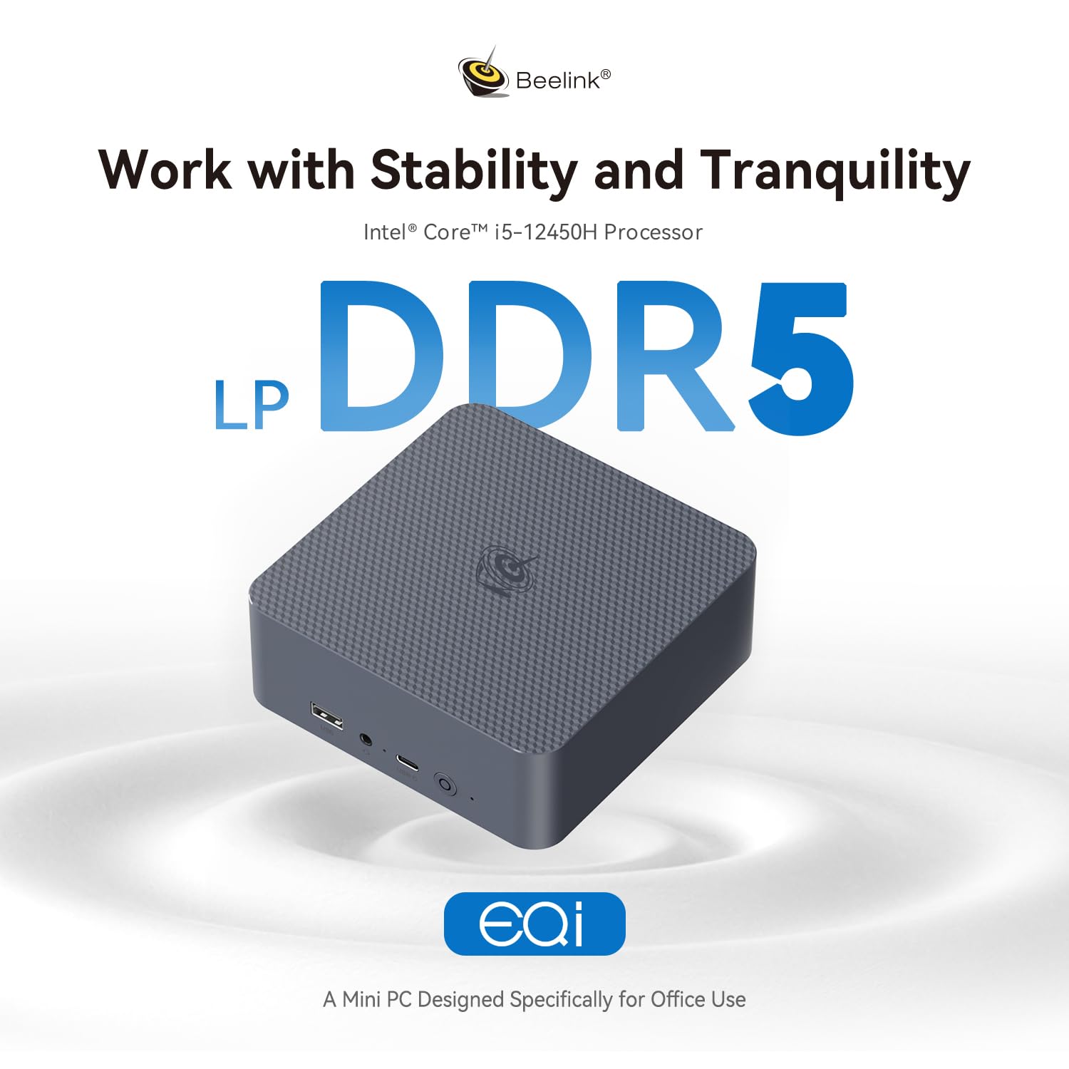 Beelink EQi12 Mini PC - Intel Core i5 12450H (8 Core 12 Thread, Up to 4.4GHz), 24GB LPDDR5 RAM, 500GB PCIe 4.0 SSD, Dual HDMI 4K Display, WiFi 6, Bluetooth 5.2 - Compact Desktop Computer for Home Office, Gaming, and Digital Signage