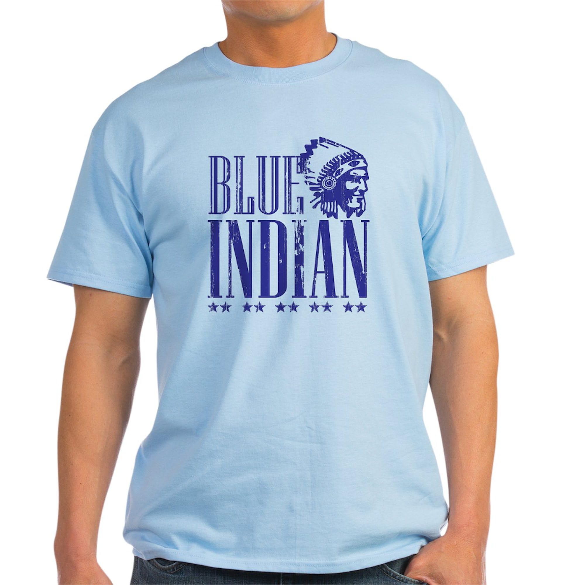 Vintage Blue Indian Head Dress Graphic T-Shirt for Men - 100% Cotton Classic Lightweight Tee | Casual Wear, Costume Party & Retro Fashion