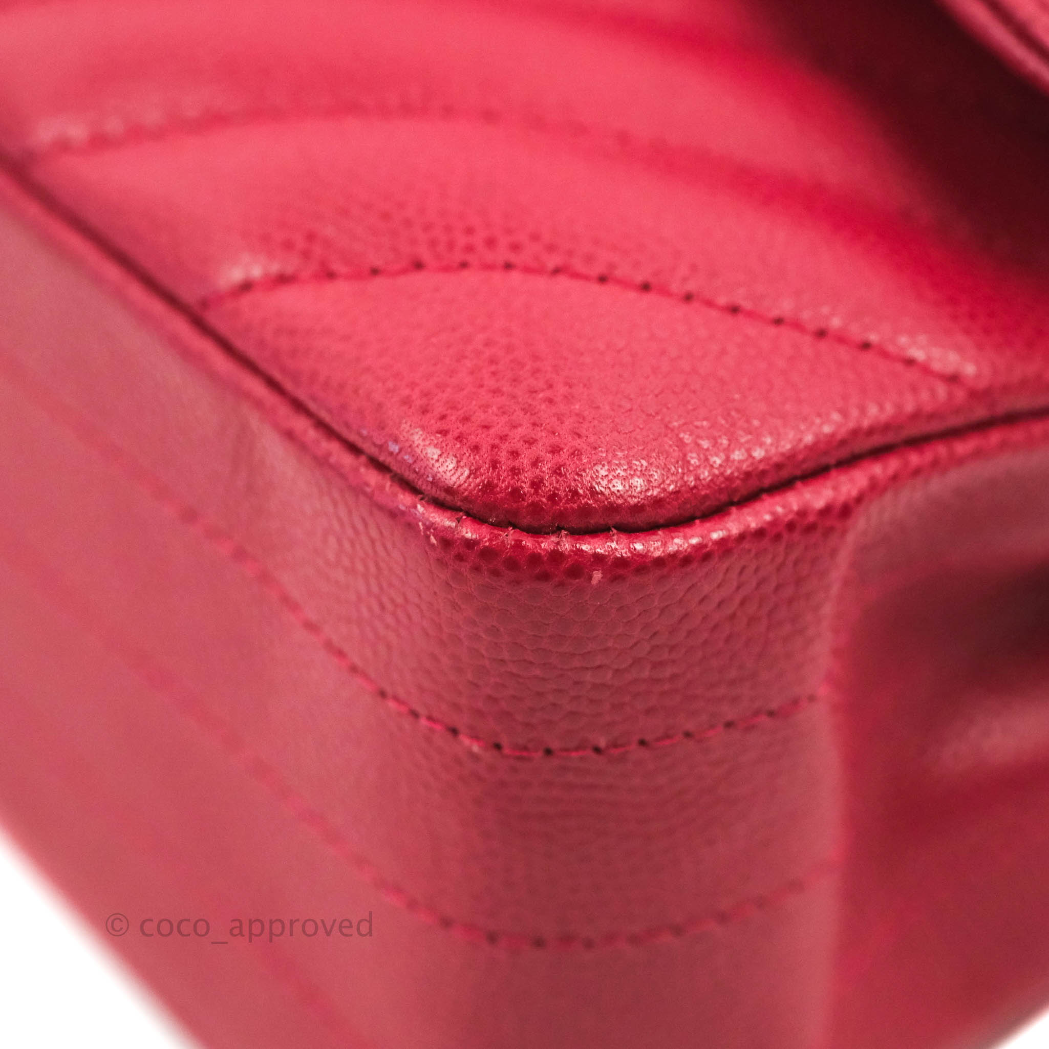 Chanel Classic M/L Medium Chevron Double Flap Bag in Cherry Red Caviar Leather with Gold Hardware - Perfect for Evening Events, Luxury Gifts & Fashionable Outfits