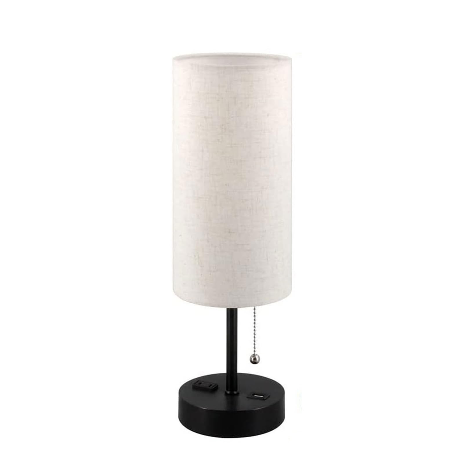 Modern Round Fabric Shade Bedside Table Lamp with 3-Way Dimmable Touch Control, USB-C Charging Port & AC Outlet - Nightstand Lamp for Bedroom, Living Room, Office Desk (Size A2) | Perfect for Reading, Working & Creating Cozy Ambiance