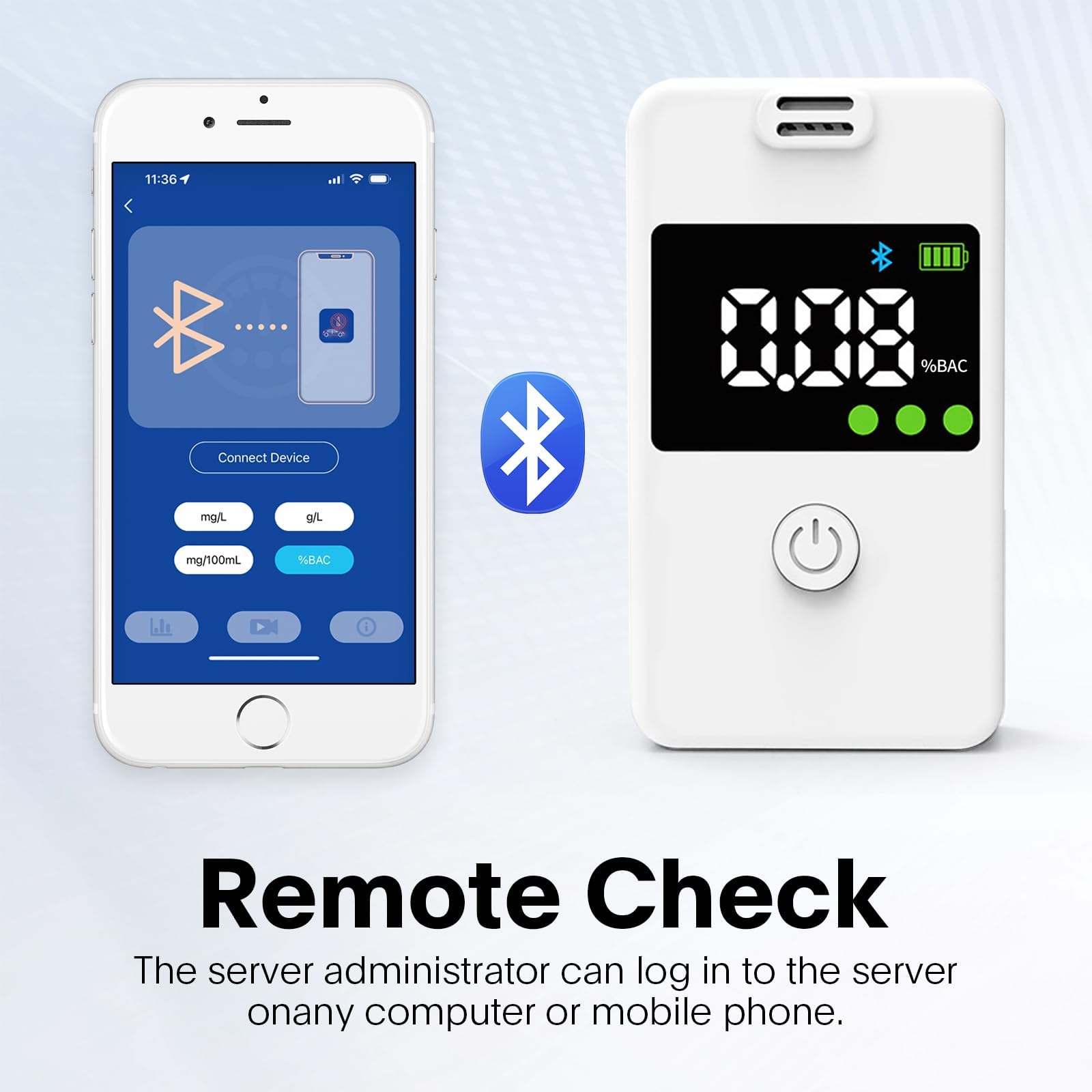 Professional Portable Breathalyzer Tester with High Accuracy & Memory Function - Personal Alcohol Detector for Home, Party, Workplace & Road Safety (White)