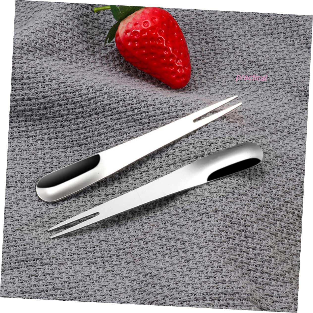 24-Piece Cabilock Portable Stainless Steel Fruit Forks & Cake Spoons Set - Durable, Non-Bendable Dessert Utensils for Parties, Picnics, BBQs & Home Snacking