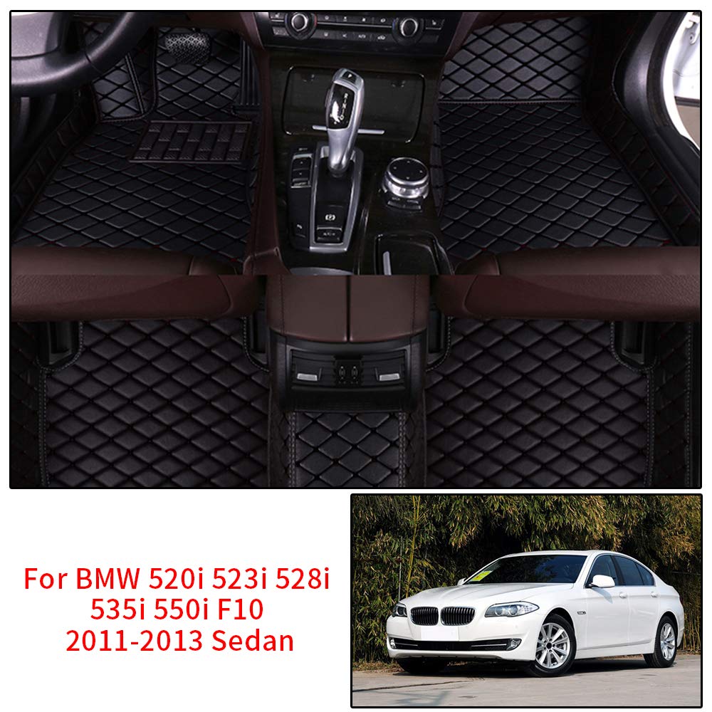Premium All-Season 3D Floor Mats for BMW 5 Series F10 (2011-2013) - Waterproof Leather Carpet Set for 520i 523i 528i 535i 550i Sedan - Black Interior Accessories with Full Protection - Perfect for Daily Commuting, Road Trips & Winter Driving