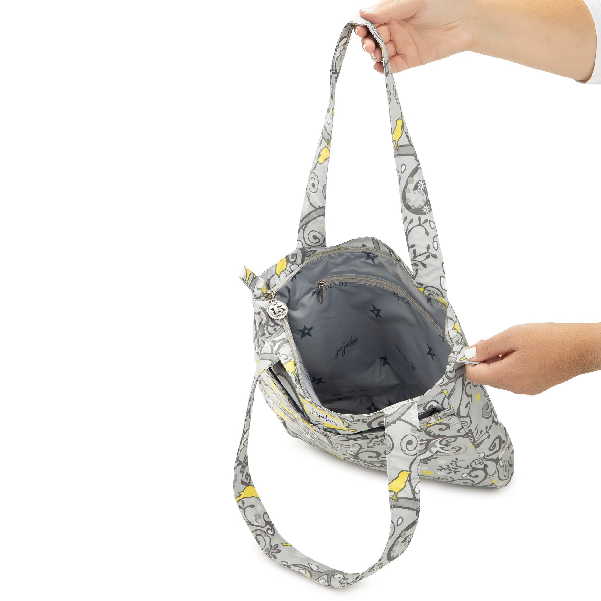 JuJuBe Tweeting Pretty Collection - Stylish & Functional Diaper Bag for Moms - Perfect for Travel, Work, and Everyday Use