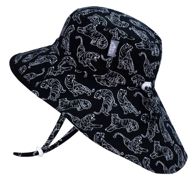 Jan + Jul Cotton Adventure Sun Hat for Kids - UPF 50+ Sun Protection, Adjustable Chin Strap, Lightweight & Breathable - Perfect for Beach, Pool, Outdoor Play & Summer Adventures (Tiger Print)