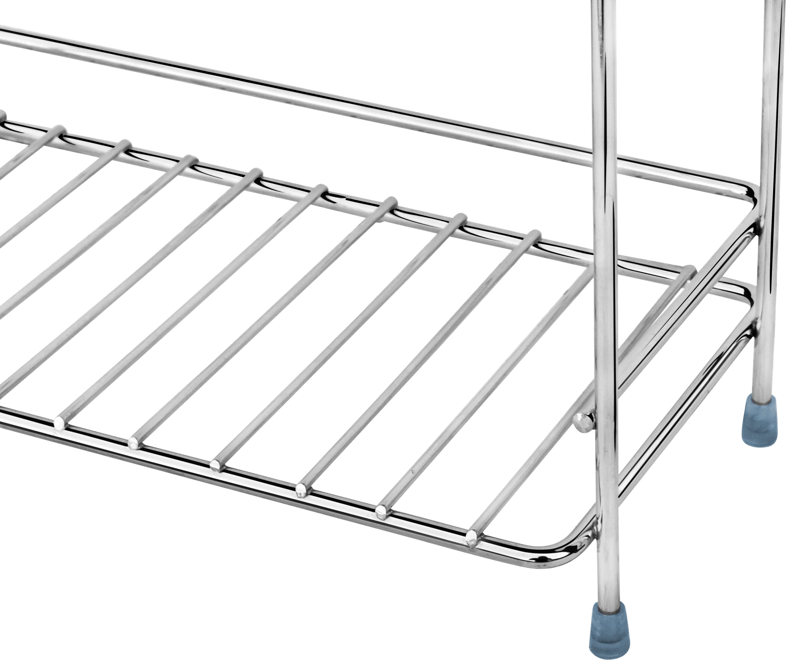 Plantex Stainless Steel Bathroom Shelf - Stackable Organizer Rack for Bathroom & Kitchen Storage - Chrome Silver Bathroom Accessories - Perfect for Shower, Vanity & Closet Organization