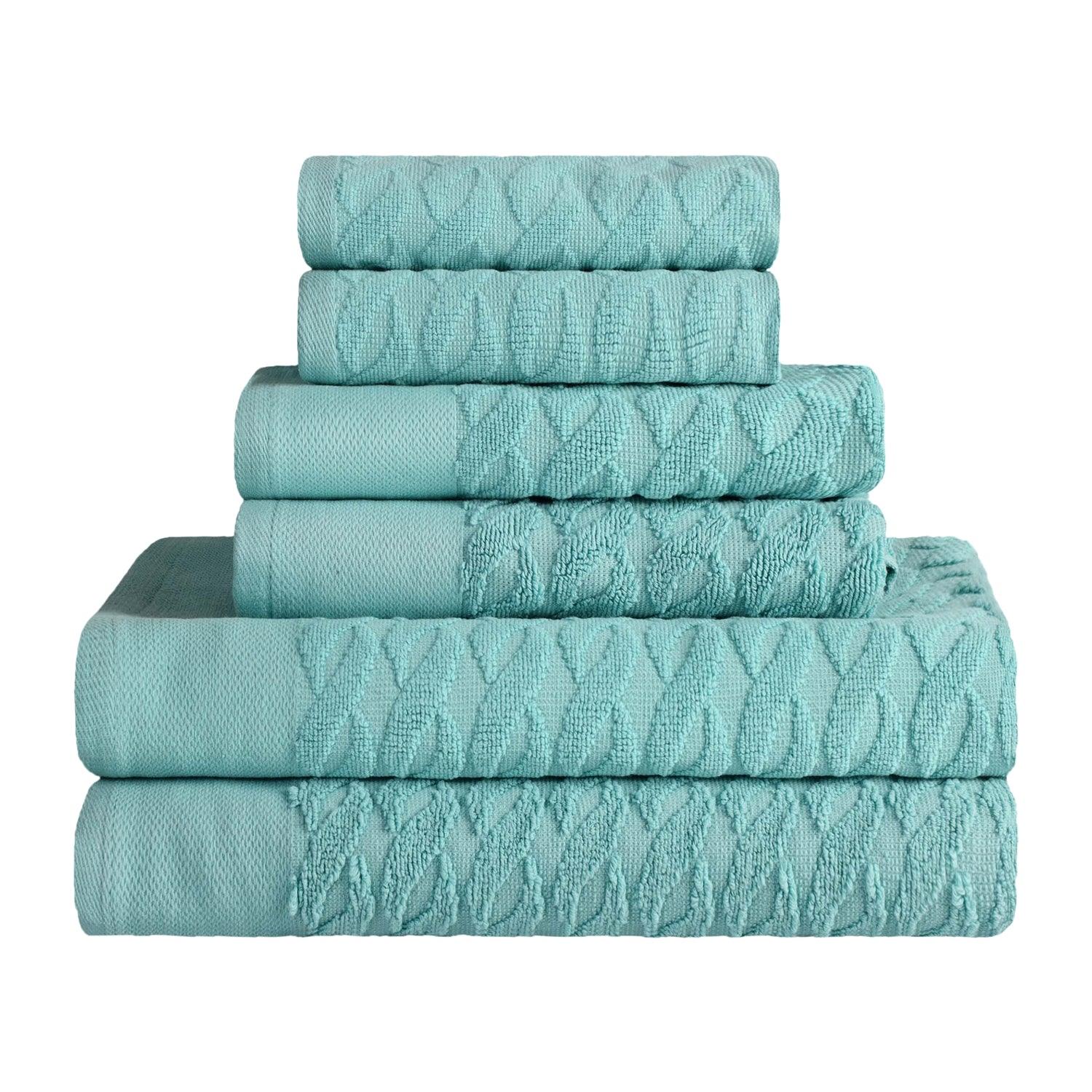 Premium Turkish Cotton Herringbone Jacquard 6-Piece Towel Set - Ultra Soft & Absorbent Bath Towels for Spa, Hotel & Luxury Home Use