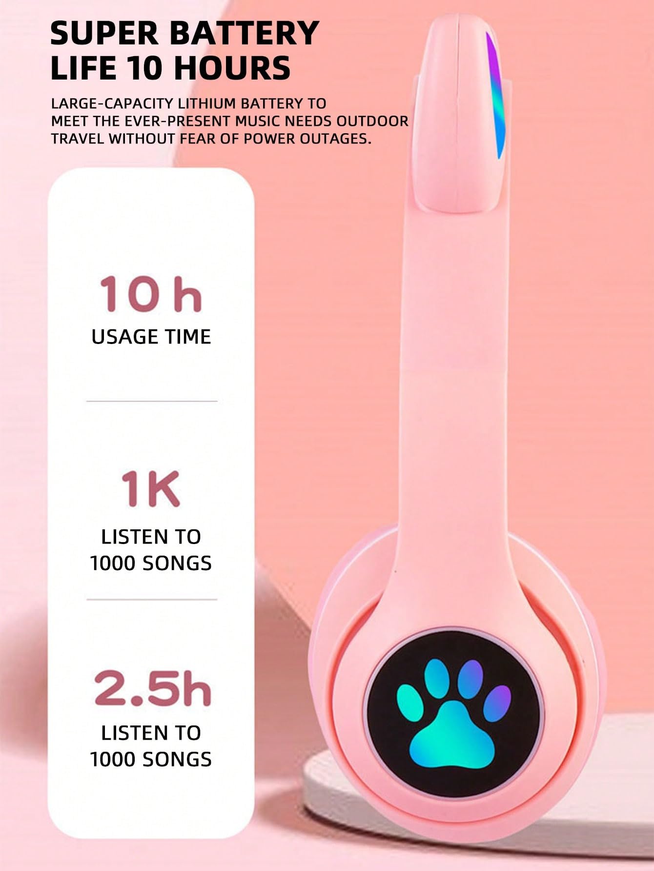 Wireless Cat Ear Bluetooth Headphones - White Cute Headset with Built-in Mic for Gaming, Music & Phone Calls | Perfect for Cosplay, Anime Fans & Kawaii Fashion Lovers