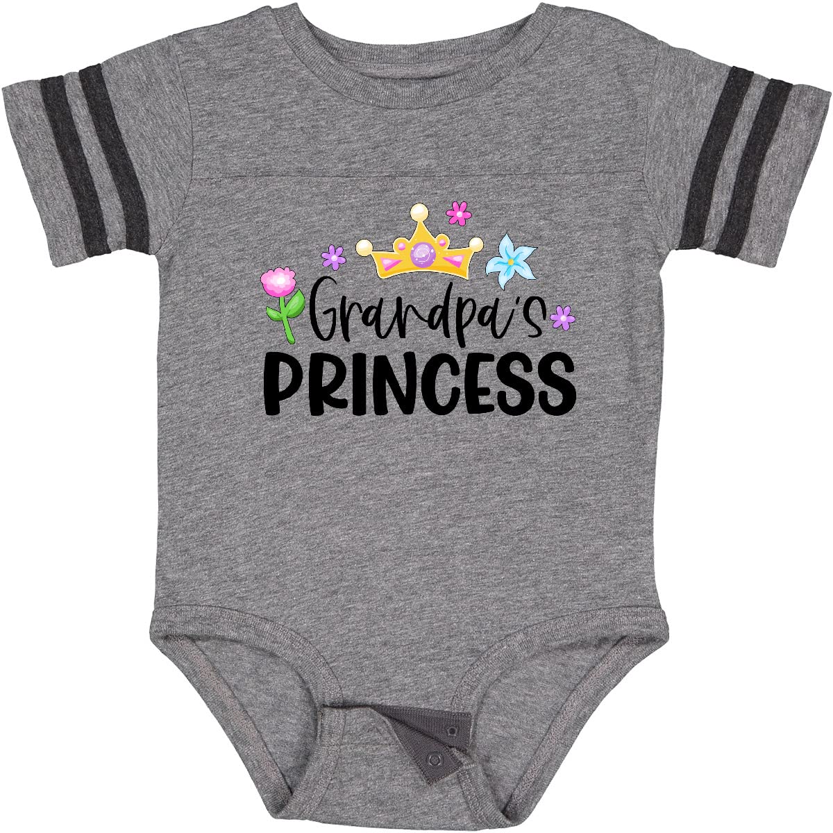 Grandpa's Princess Baby Bodysuit with Floral Crown - Perfect for Family Photos