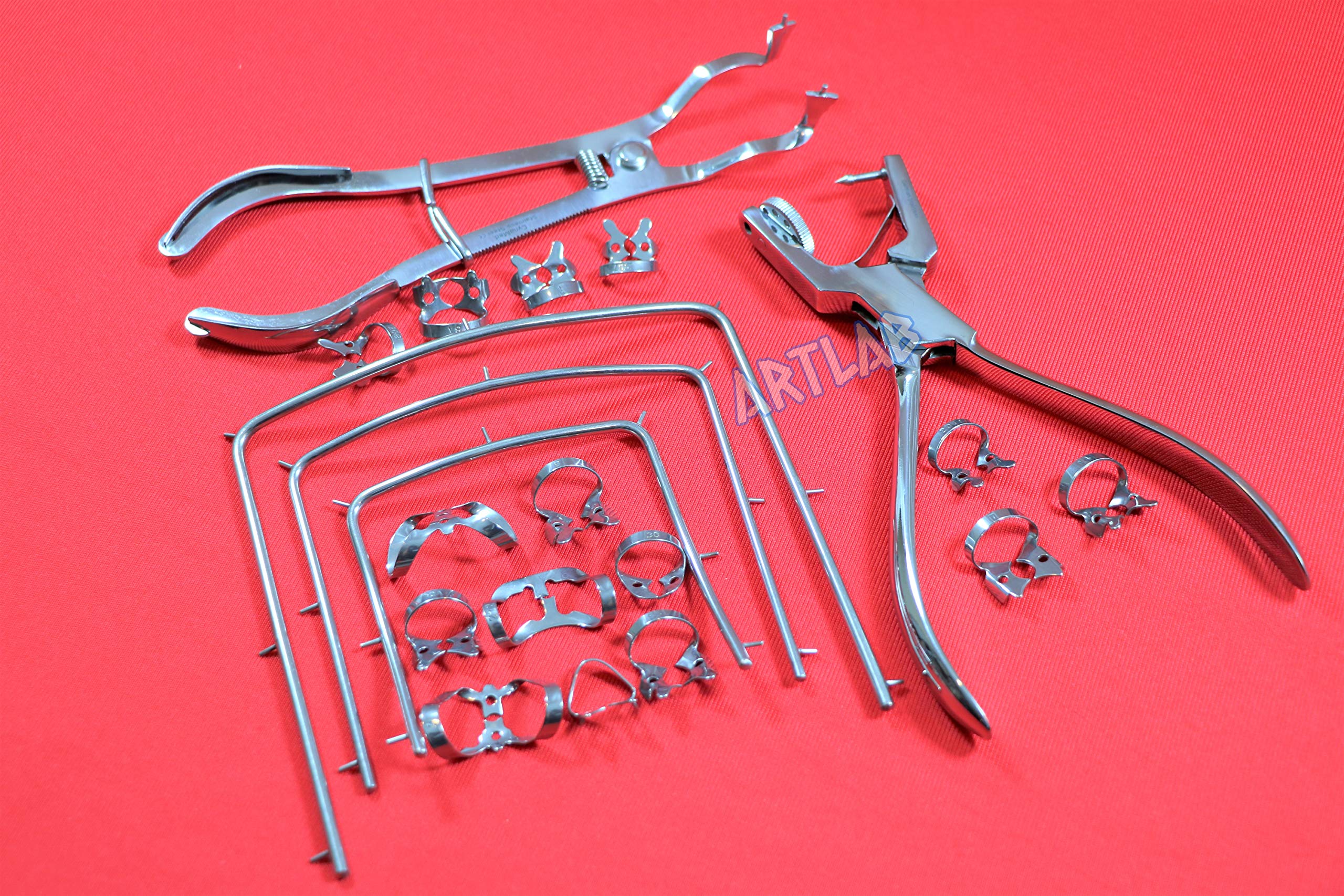 20pcs Dental Clamp Kit - Stainless Steel Rubber Dam Clamps, Frames & Tools for Dentists