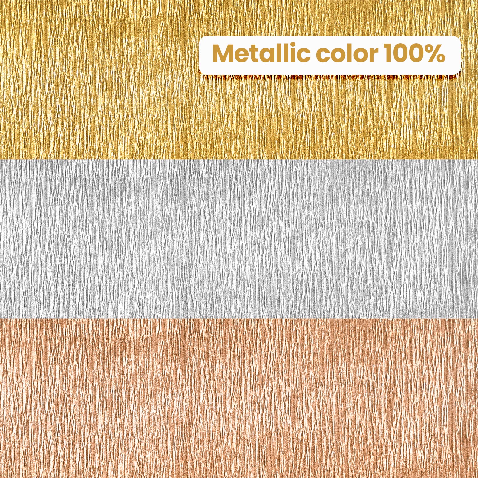PartyWoo Metallic Crepe Paper Streamers - 8 Rolls (656ft Total) Gold, Silver, Rose Gold Decorative Streamers for Birthday Parties, Weddings, Baby Showers & Special Events - 1.8