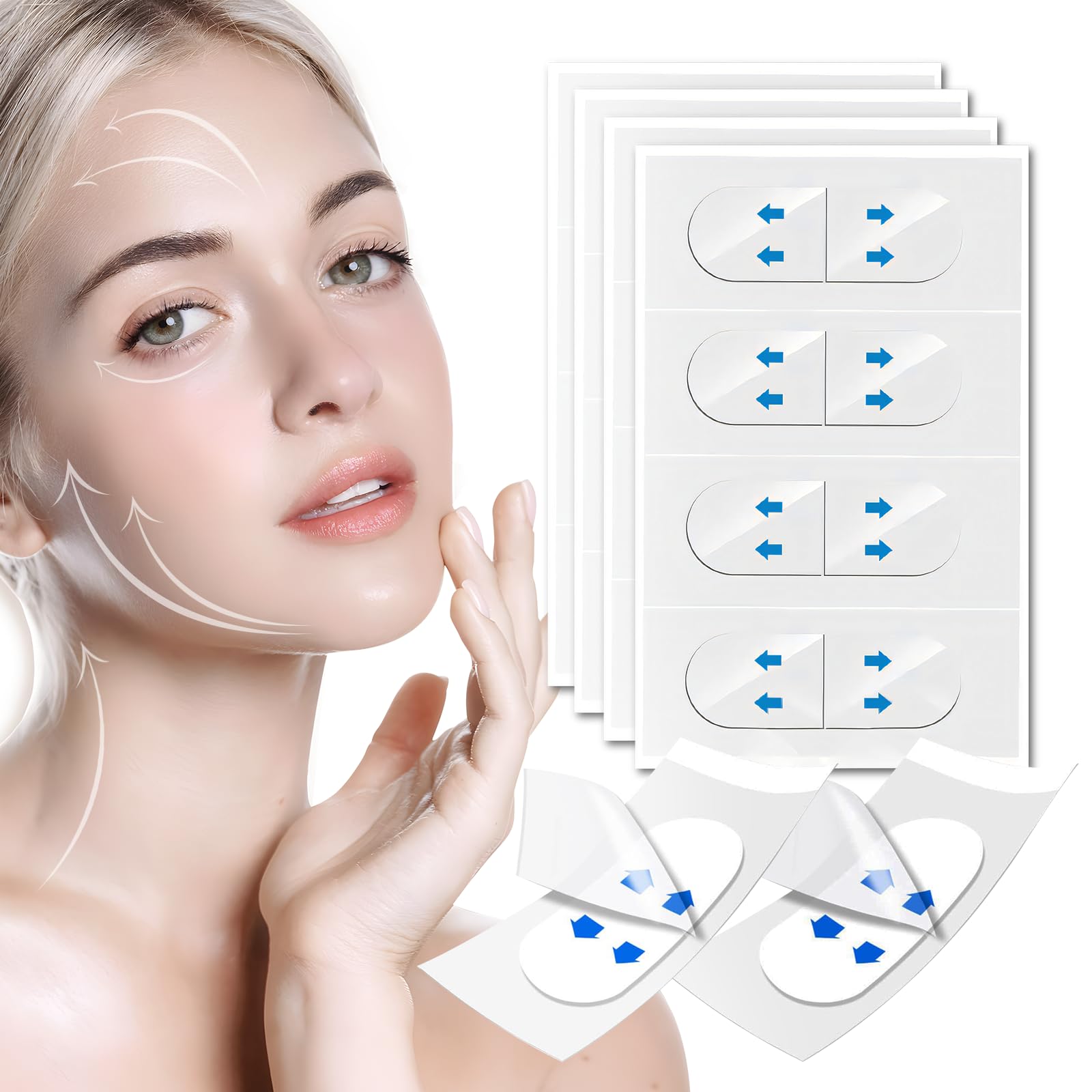 Instant Face Lift Tape - Invisible Stickers for Jowls & Double Chin - 60PCS - Perfect for Makeup & Skin Tightening