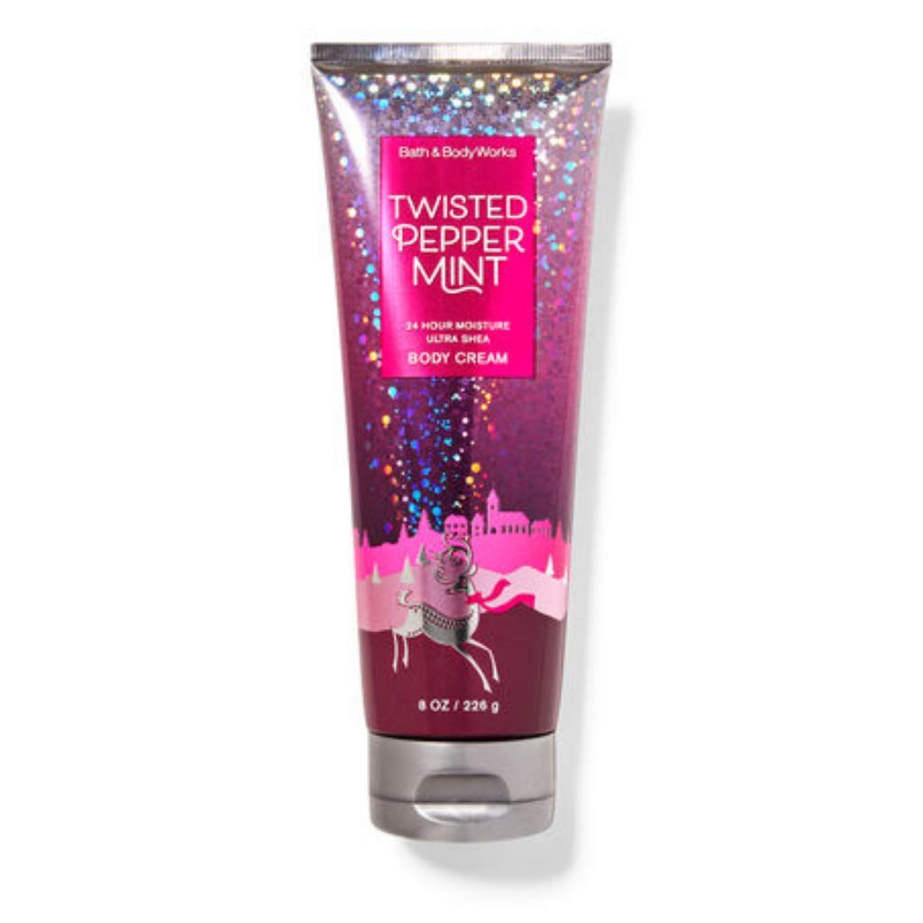 Bath & Body Works Twisted Peppermint Ultra Shea Body Cream - 8 oz Moisturizing Lotion for Dry Skin with Reindeer City Scent - Holiday Gift & Winter Skincare Essential