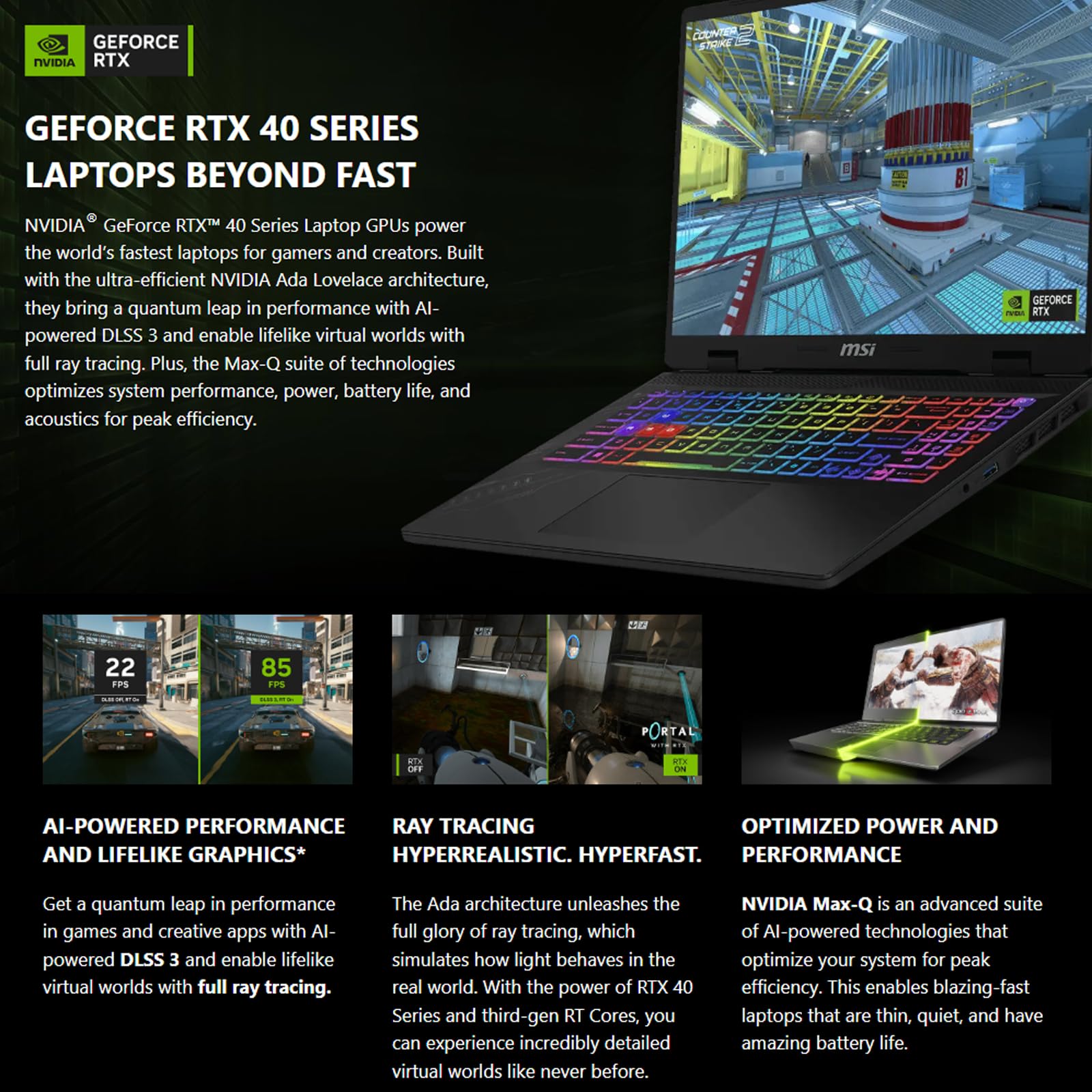 MSI RTX 4070 Gaming Laptop - Intel Core i7-14650HX 16-Core Processor, 16GB DDR5 RAM, 1TB PCIe Gen4 SSD, 16