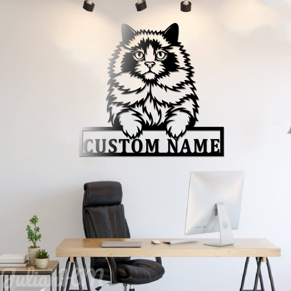 Personalized Ragdoll Cat LED Wall Art - Custom Name Metal Sign with Lights for Home Decor (16x16 Inches) - Perfect for Living Room, Bedroom, Nursery & Farmhouse Style