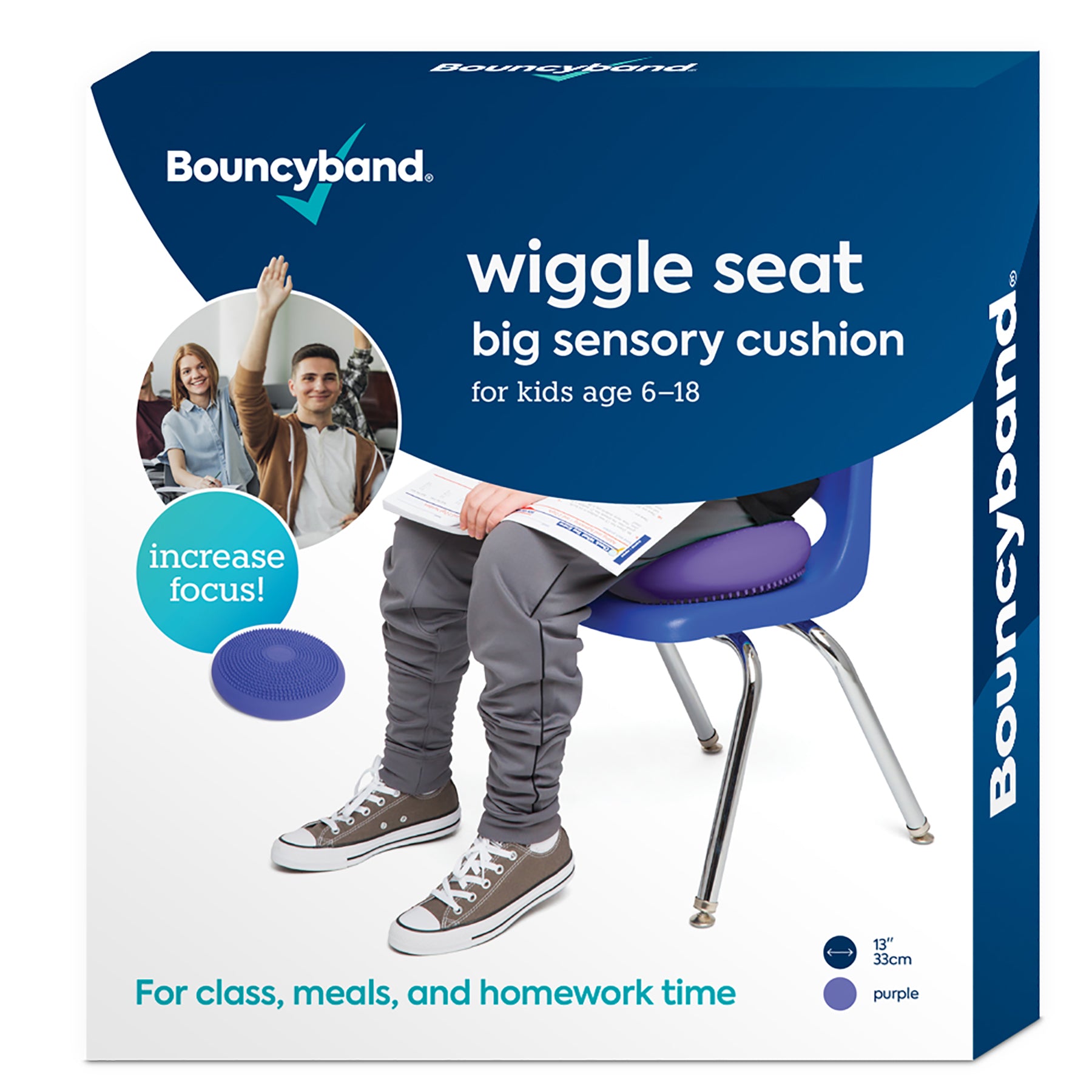 Bouncyband Big Wiggle Seat Sensory Cushion - Purple Flexible Seating for Kids - Improve Focus & Movement in Classroom or Home Learning