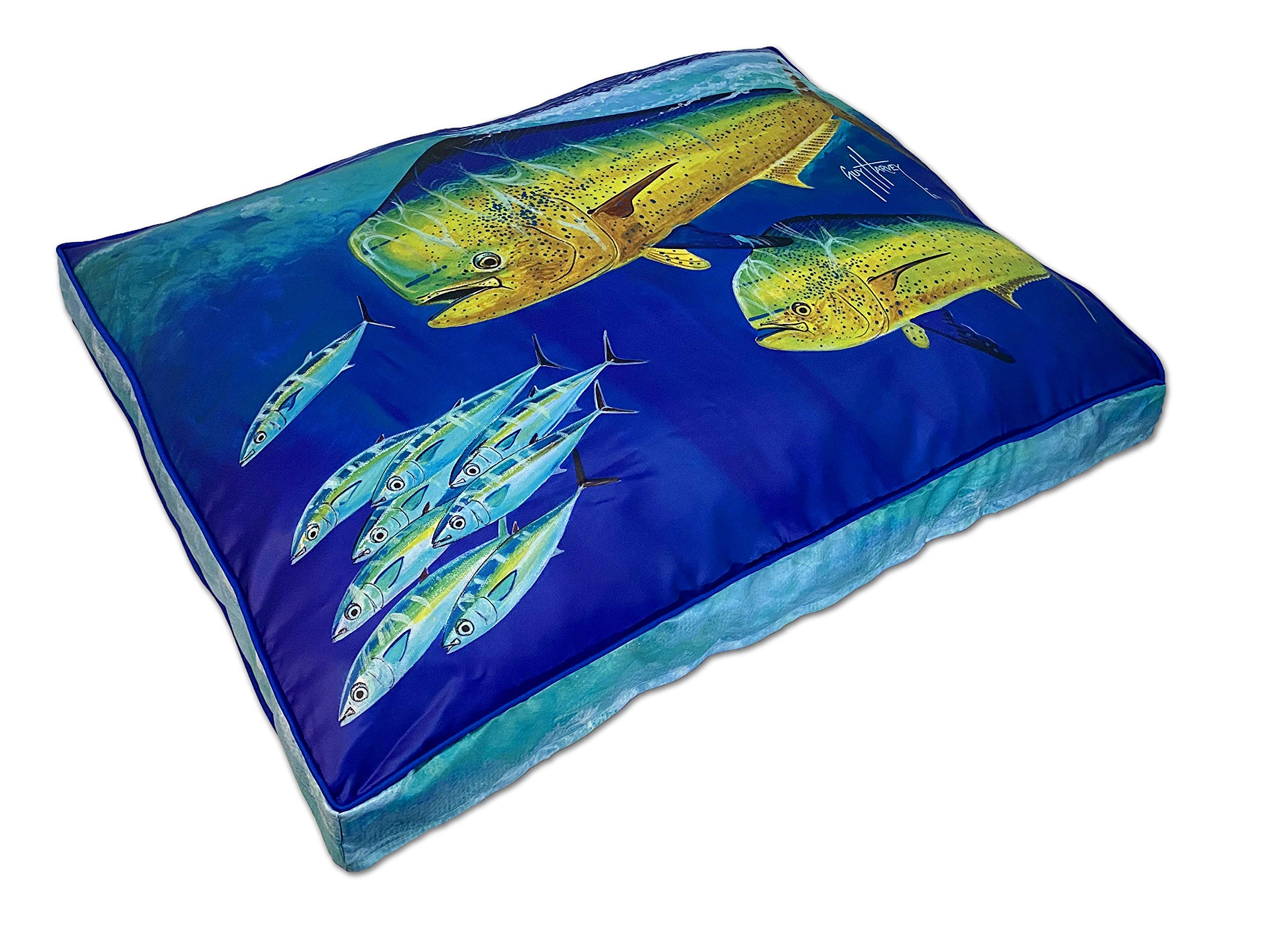 Guy Harvey Mahi Dog Bed Large XL 42x34 Inch - Soft Comfortable Pet Bed for Dogs & Cats - Perfect for Living Room, Bedroom, or Crate