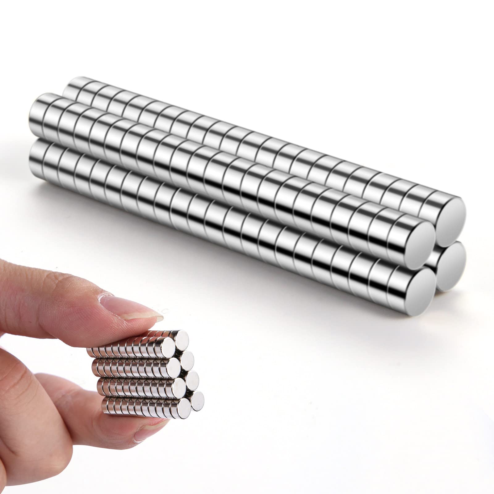 RHINOCATS Strong Small Round Fridge Magnets - 6mm x 3mm (DxH) Tiny Craft Magnets for Nail Clippers, DIY Projects & Office Organization - 60 Pack