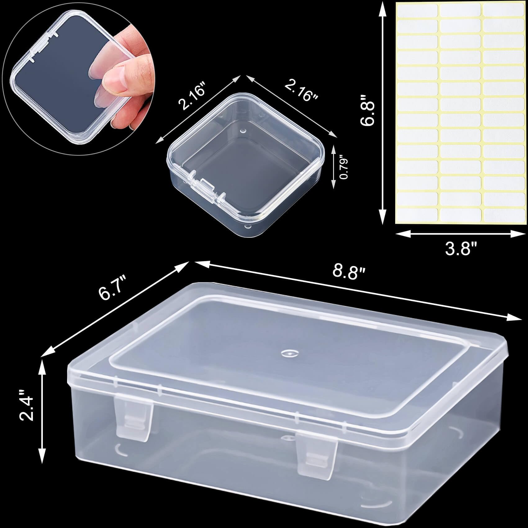 90-Piece Small Clear Plastic Bead Organizer Box with Hinged Lid & Labels - Craft Storage Containers for Jewelry, Bracelets, Diamonds, Clay Beads, Screws, Seeds & Small Parts - Perfect for DIY Crafts, Home Organization & Workshop Storage