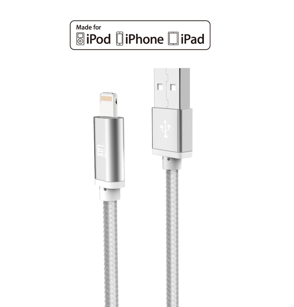 MFi Certified iPhone Charger Lightning Cable - Durable Braided USB Cord for iPhone 14/13/12/11/XS/X/8/7, iPad & iPod | Fast Charging & Data Sync | Perfect for Home, Office & Travel Use