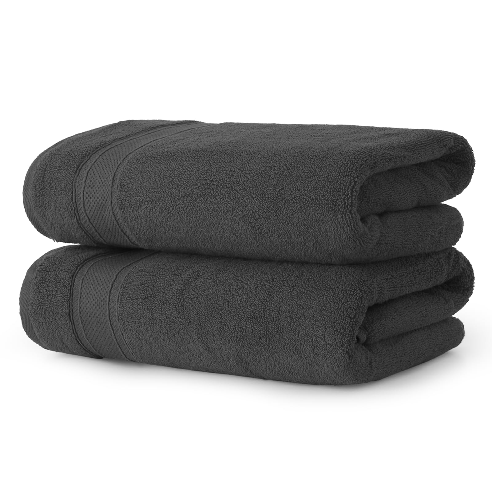 Magshion Extra Large Cotton Bath Towel Set of 2 - Oversized Quick-Dry Bath Sheets for Adults, Soft & Absorbent, Black - Perfect for Spa, Beach & Luxury Bathroom Use