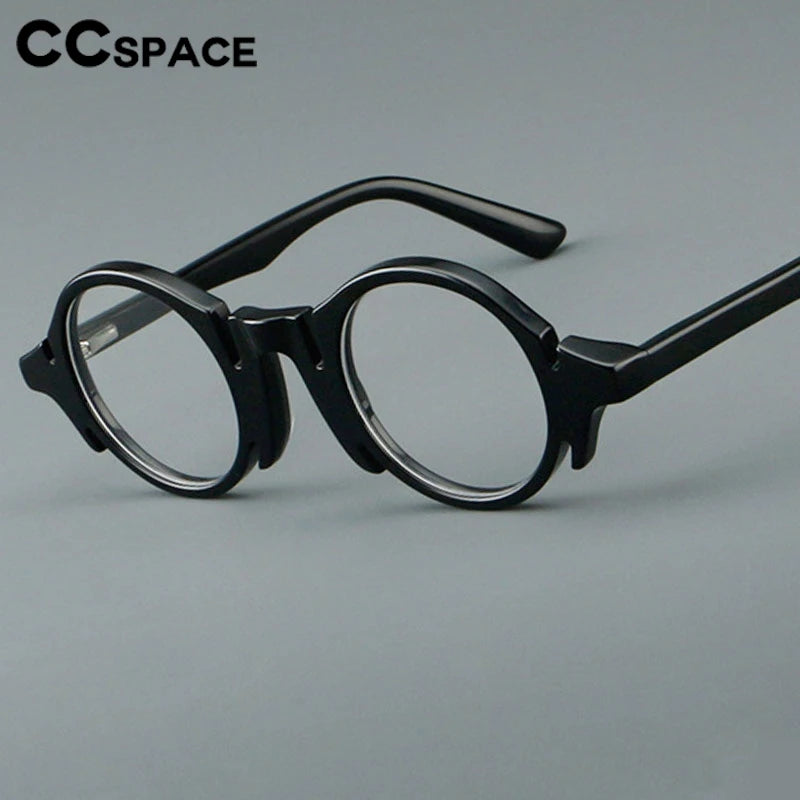 CCspace Women's Full Rim Round Acetate Eyeglasses Frame 303370 - Stylish & Lightweight for Work, Reading & Everyday Wear
