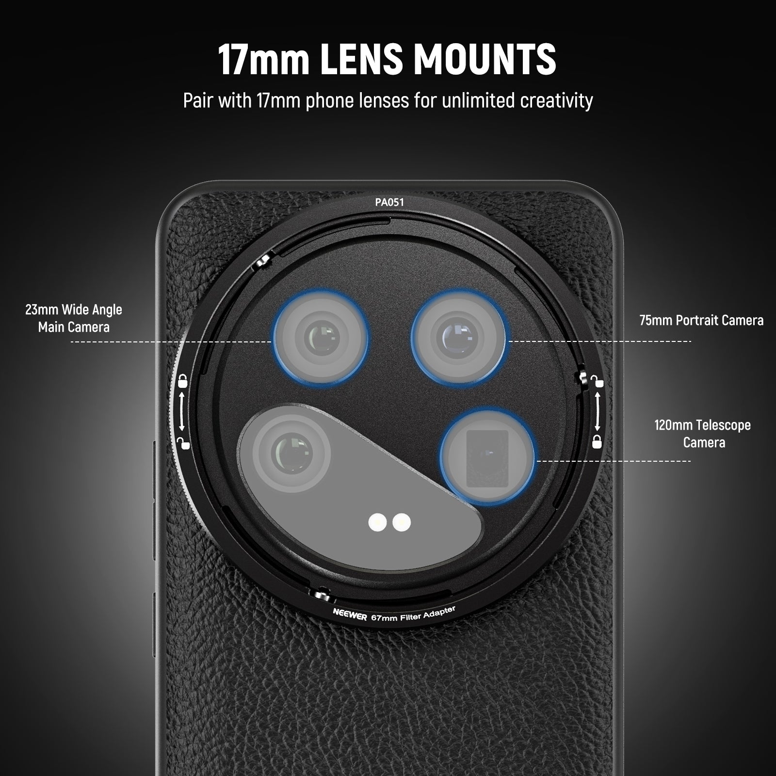 NEEWER PA051 Protective Case for Xiaomi 14 Ultra - Compatible with 17mm & 67mm Lens Adapters | Durable Phone Cover for Photography & Travel