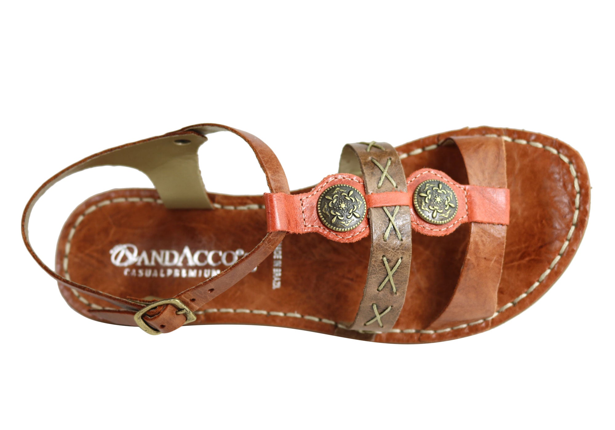 Andacco Madisson Women's Comfort Flat Leather Sandals - Handmade in Brazil - Perfect for Summer, Beach & Casual Outings