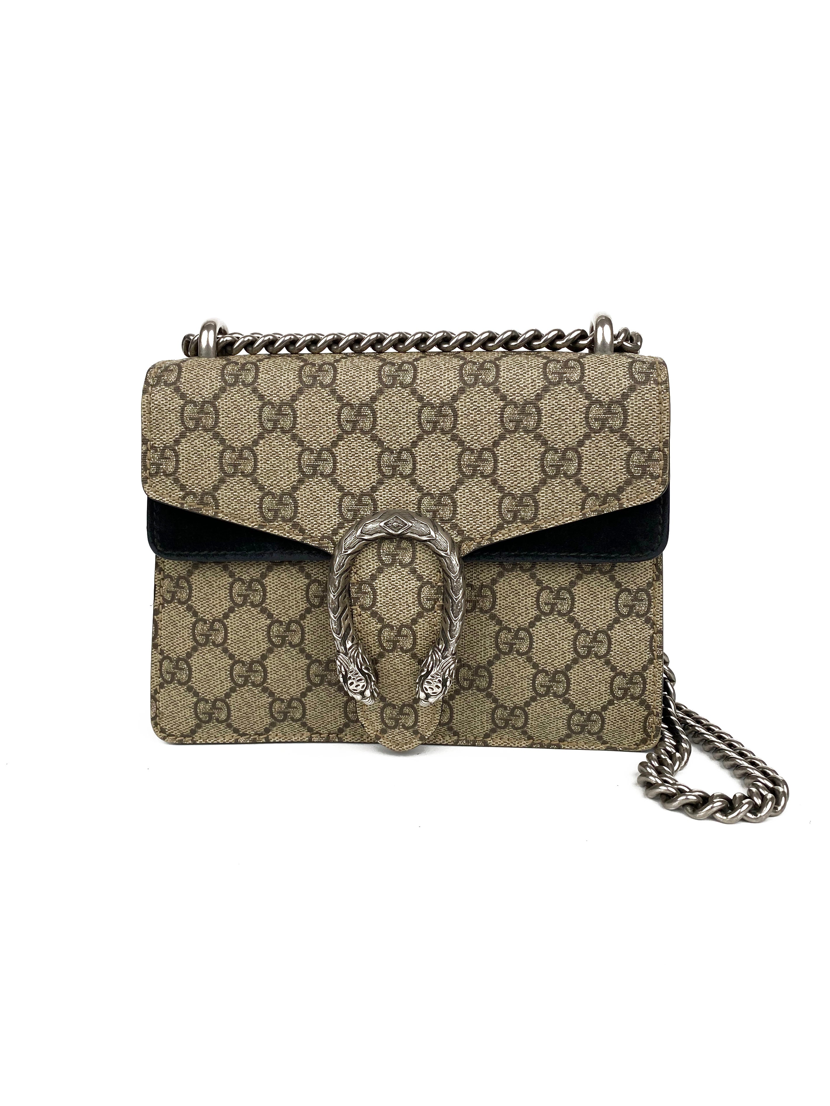 Gucci GG Supreme Mini Dionysus Crossbody Bag with Black Trim - Stylish Luxury Handbag for Women, Perfect for Parties, Dates & Everyday Use
