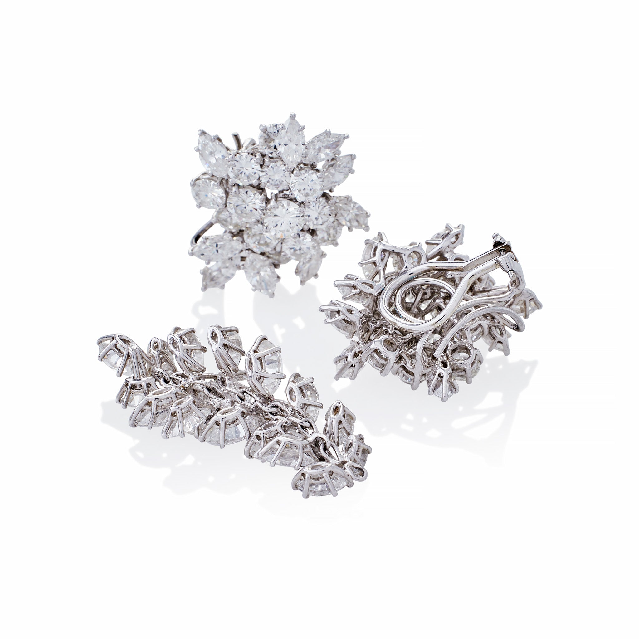 Elegant Diamond Cluster Pendant Earrings for Women - Day & Night Wear - Perfect for Weddings, Parties & Special Occasions