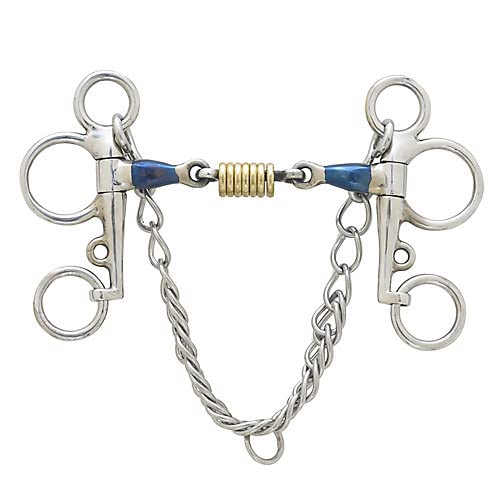 Blue Steel Tom Thumb Pelham Bit with Brass Rollers - 5 Inch Horse Training Bit for Dressage, Jumping & Western Riding | Perfect for Show Horses & Equestrian Competitions
