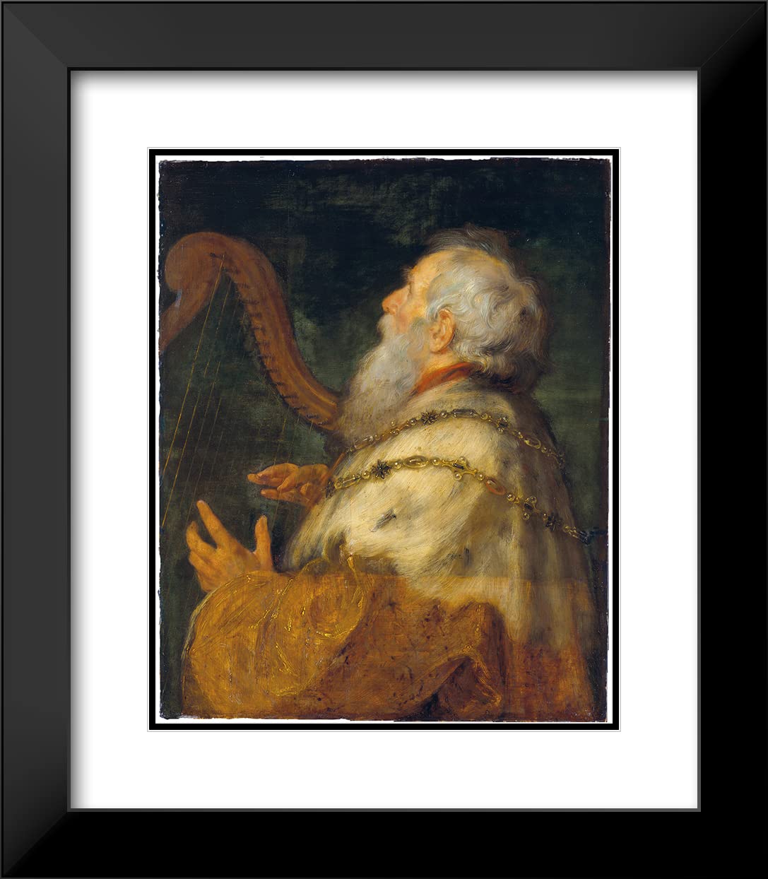 Peter Paul Rubens King David Playing the Harp (ca. 1616) - 20x24 Inch Black Modern Framed Art Print with Double Mat | Museum Quality Reproduction | Perfect for Living Room, Office, or Art Gallery Decor