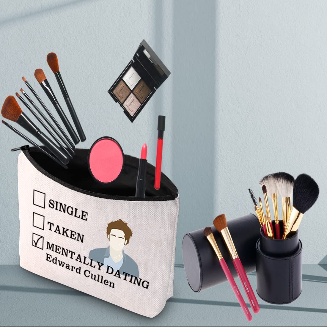PWHAOO Vampire Themed Makeup Bag - Perfect Gift for Vampire Movie Lovers & Twilight Fans (Edward Cullen Design) - Great for Cosmetics Storage, Travel & Fangirl Collections