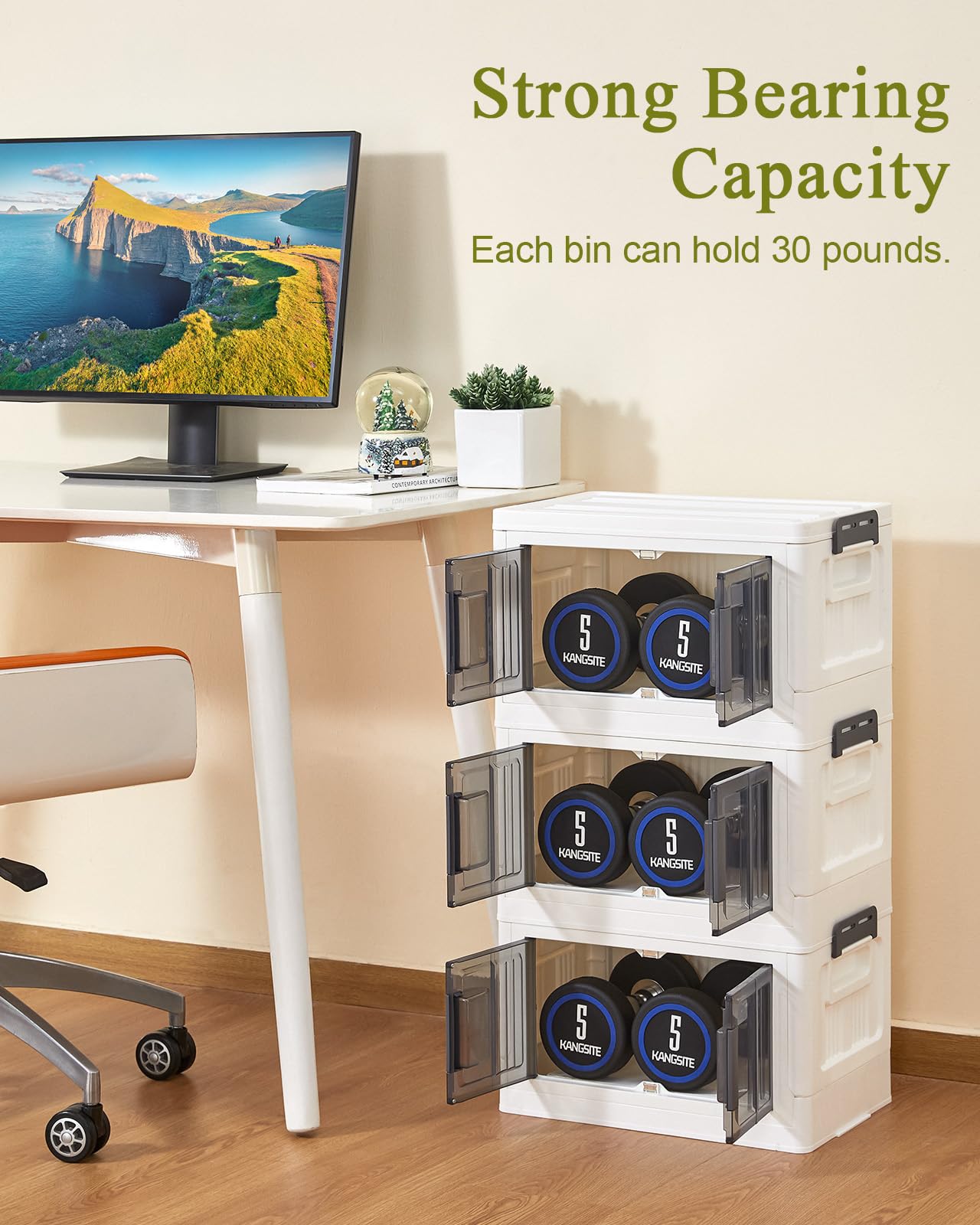 OlarHike 23QT Folding Storage Box with Doors & Wheels - Collapsible Plastic Storage Bins for Closet Organization, Stackable Storage Containers for Home, Office & Garage (3-Pack) - Perfect for Seasonal Clothes, Toys & Household Items Storage