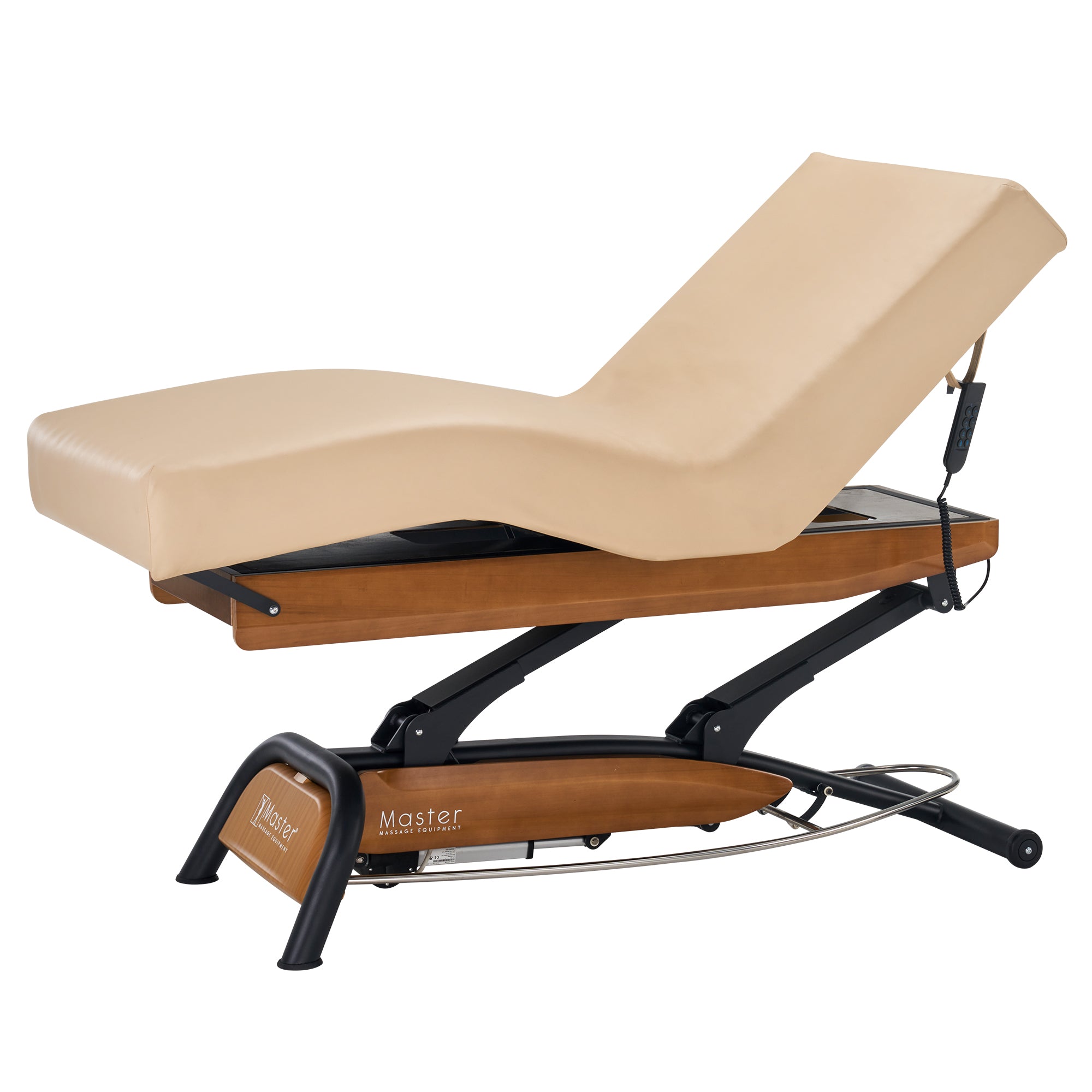Premium Electric Lift Massage Table - Deluxe Spa Salon Stationary Bed with Cream Top & Solid Oak Base for Professional Massage Therapy & Relaxation