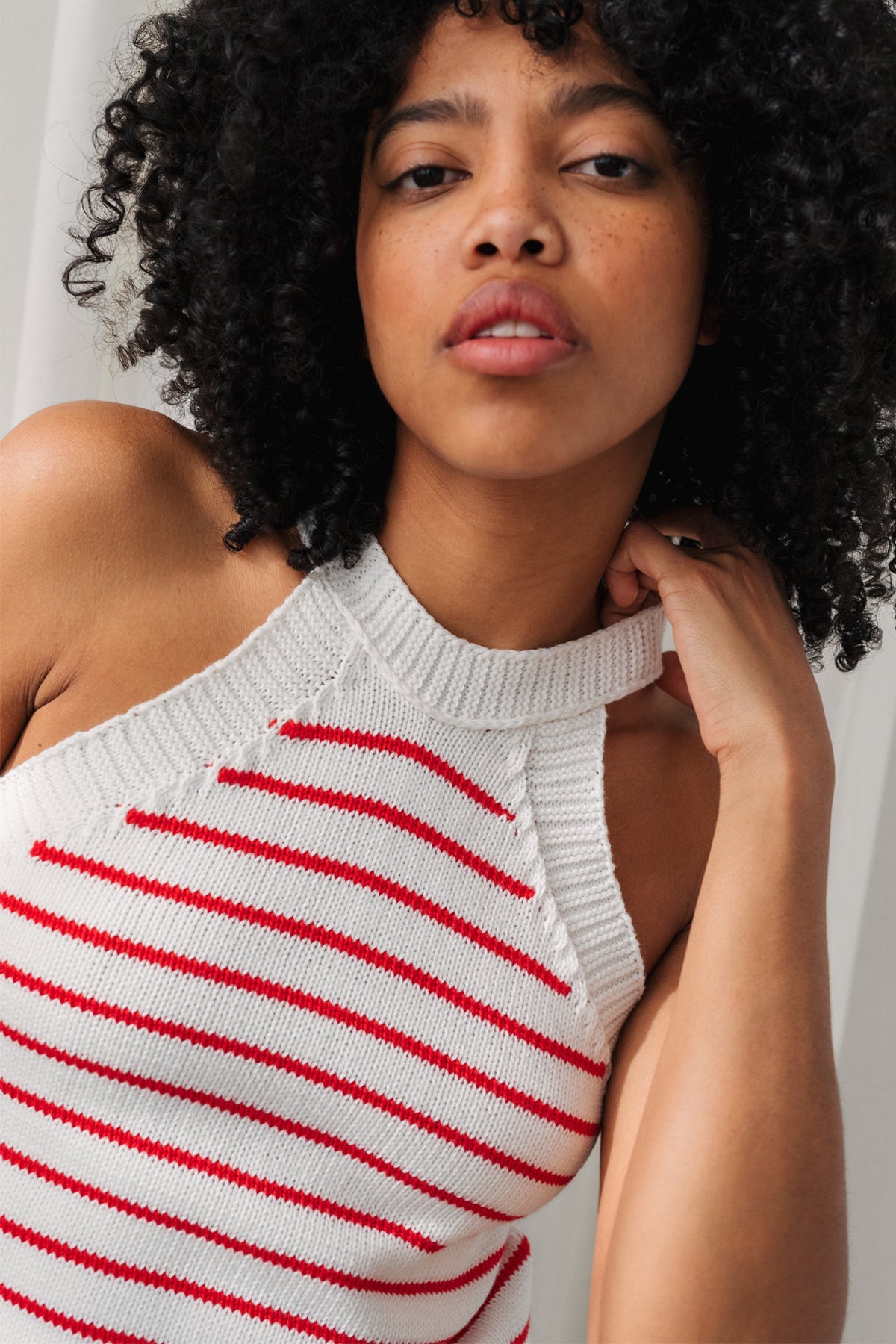 Fani Women's Ecru Red Striped T-Shirt - Casual Comfort Fit Cotton Top for Everyday Wear | Perfect for Outings, Work, and Relaxing at Home